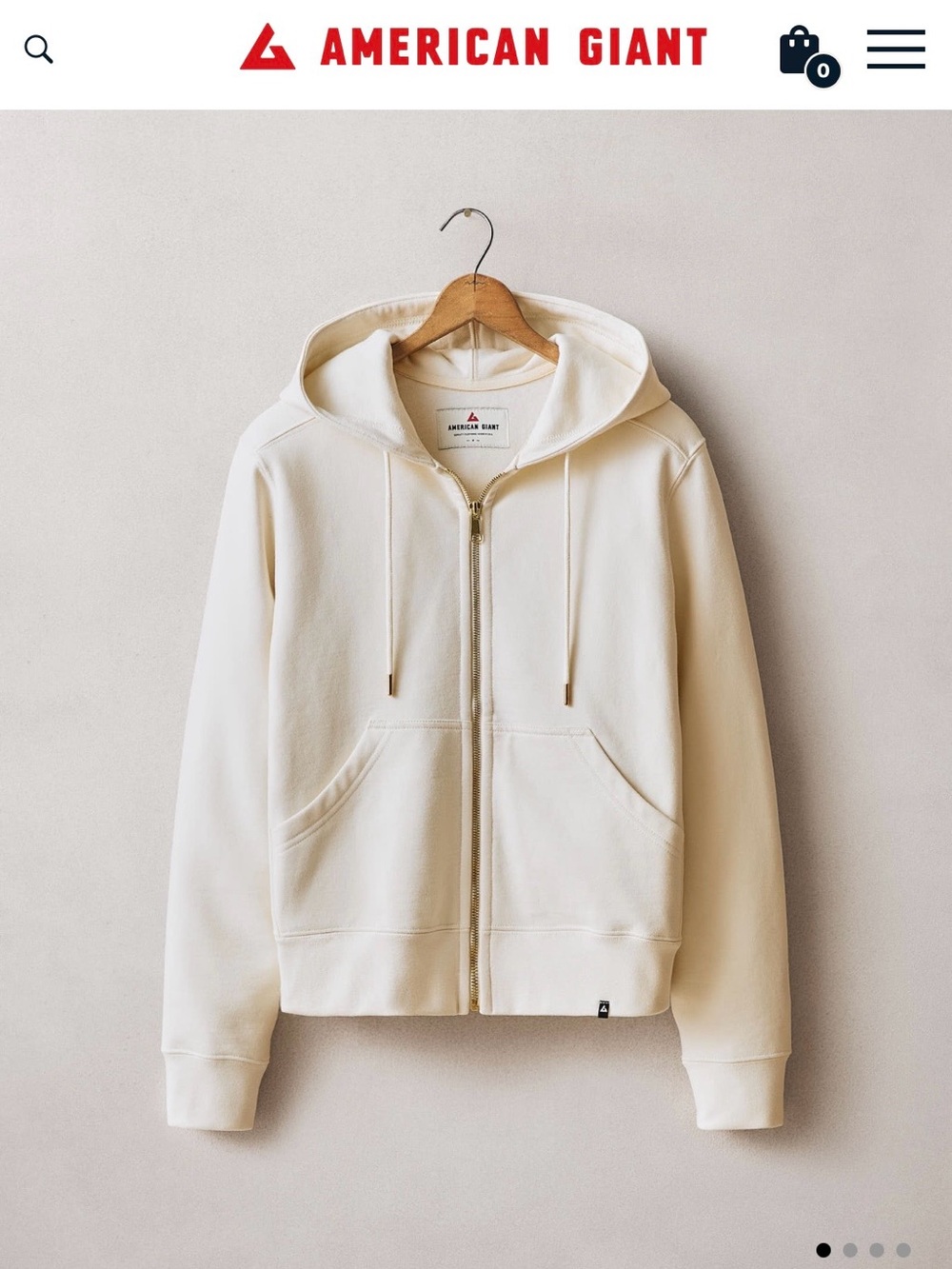 American Giant off  White Women's Zip Hoodie w/Red Logo nice year round weight